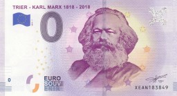 Fantasy Banknotes, 0 Euro, 2018, UNC, 
Karl Marx's memory of fancy printed banknote, Serial Number: XEAN183849
Estimate: 10-20 USD