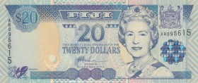 Fiji, 20 Dollars, 2002, UNC, p107a
Queen Elizabeth II. Portrait, Serial Number: AR095615
Estimate: 20-40 USD