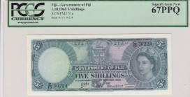 Fiji, 5 Shillings, 1965, UNC, p51e
PCGS 67 PPQ, Serial Number: C/15 30224
Estimate: 300-600 USD