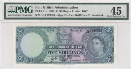 Fiji, 5 Shillings, 1965, XF (+), p51e
PMG 45, Serial Number: C/14 199353
Estimate: 150-300 USD