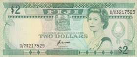 Fiji, 2 Dollars, 1995, UNC, p90a
 Serial Number: D/23217529
Estimate: 10-20 USD