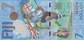 Fiji, 7 Dollars, 2017, UNC, pNew
 Serial Number: AU0852902
Estimate: 10-20 USD