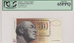 Finland, 50 Markkaa, 1986/1991, UNC, p118
PCGS 65PPQ, Serial Number: 3113470937
Estimate: 100-200 USD
