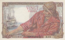 Fransa, 20 Francs and 50 Francs, 1942, UNC, P100a
 Serial Number: B 24 62163
Estimate: 30-60 USD