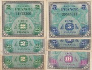 France, 2 Francs (3) , 5 Francs (2). 10 Francs, 1944, VF, p114a, p115a, p116a
(total 6 banknotes)
Estimate: 15-30 USD