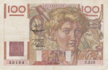 France, 100 Francs, 1953, VF / XF, p128e
 Serial Number: C.510.39184
Estimate: 25-50 USD