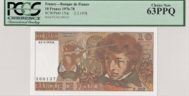 France, 10 Francs, 1978, UNC, p150c
PCGS 63PPQ, Serial Number: 200137
Estimate: 75-150 USD