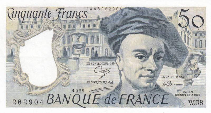 France, 50 Francs, 1989, XF, p152d
 Serial Number: 1446262904
Estimate: 15-30 ...