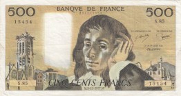 France, 500 Francs, 1977, VF, p156d
There are pinholes, Serial Number: S.85 15454
Estimate: 25-50 USD