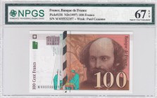 France, 100 Francs, 1997, UNC, p158
NPGS 67 EPQ, Serial Number: M 035532357
Estimate: 75-150 USD
