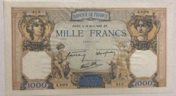France, 1.000 Francs, 1940, XF / AUNC, p90a, 
Estimate: 100-200 USD