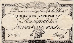 France, 25 Sols, 1792, UNC, pA55
 Serial Number: Sie.643e.
Estimate: 20-40 USD