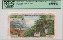 French Antilles, 50 Nouveaux Francs, 1963, UNC, p6a
PCGS 65 PPQ, Serial Number: M.1 61360
Estimate: 1000-2000 USD