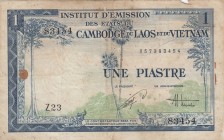 French Indo-China, 1 Piastre, 1954, FINE, p105
There are slit at the bordure level and pinholes, Serial Number: Z23 83454
Estimate: 15-30 USD
