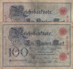 Germany, 100 Reichsmark, 1898, POOR, p20, Total 2 banknotes
 Serial Number: Nr0081874B / Nr0876983D
Estimate: 15-30 USD