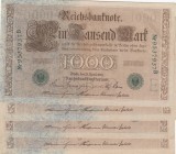 Germany, 1.000 Mark, 1910, XF, p45 , Total 4 banknotes
,consecutive serial numbers
Estimate: 15-30 USD