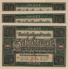 Germany, 10 Mark (2), 1920, AUNC - UNC, p67, (Total 3 banknotes)
Estimate: 10-20 USD