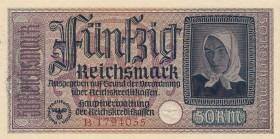 Germany, 50 Mark, 1940, UNC, pR140
 Serial Number: B1794055
Estimate: 20-40 USD