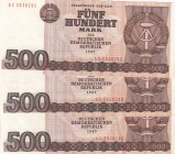 Germany, Total 3 banknotes
500 Mark(3), 1985, XF, p33, there is stain on the edge
Estimate: 30-60 USD