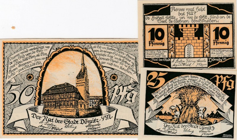 Germany, 10 Pfennig, 25 Pfennig, 50 Pfennig, 1922, Different conditions between ...