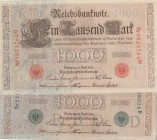 Germany, Total 2 banknotes
1.000 Mark, 1910, UNC(-), p44b; 1.000 Mark, 1910, VF, p45b
Estimate: 15-30 USD