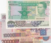 Ghana, Total 4 banknotes
1 Cedi, 1982, UNC, p17b; 1.000 Cedis, 2003, UNC, p32i; 10.000 Cedis, 2003, UNC(-), p35b; 20.000 Cedis, 2006, XF, p36c
Estim...