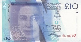 Gibraltar, 10 Pounds, 2010, UNC, p36
Queen Elizabeth II. Portrait, Serial Number: A/AA450702
Estimate: 25-50 USD