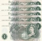 Great Britain, 1 Pound, 1962/1966, UNC, p374c
Total 5 banknotes, Serial Number: A6X 737764,E92T471945,A58W 388458,A58W 388450, A58W 388456
Estimate:...