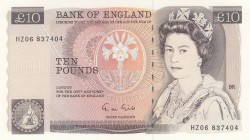 Great Britain, 10 Pounds, 1988, UNC, p379e
Queen Elizabeth II portrait, Serial Number: HZ06 837404
Estimate: 30-60 USD