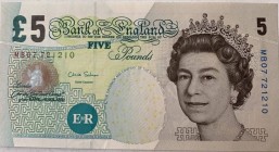 Great Britain, 5 Pounds, 2012, UNC, p391d
Queen Elizabeth II. Portrait, Serial Number: MB07721210
Estimate: 10-20 USD