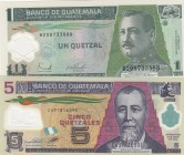 Guatemala, Total 2 polymer plastic banknotes
1 Quetzal, 2006, UNC, p109; 5 Quetzales, 2012, UNC, p122c 
Estimate: 10-20 USD