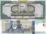 Haiti, Different 2 banknotes
50 Gourdes, 2003, UNC, p267b; 100 Gourdes, 2010, UNC, p275c
Estimate: 10-20 USD