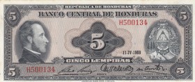 Honduras, 5 Lempiras, 1969, UNC (-), p56a
Estimate: 100-150 USD