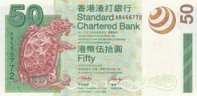 Hong Kong, 50 Dollars, 2003, UNC, p292
 Serial Number: AB 456772
Estimate: 15-30 USD