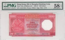 Hong Kong, 100 Dollars, 1985/1987, AUNC, p194a
PMG 58 EPQ, Serial Number: AA311150
Estimate: 100-200 USD