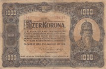Hungary, 1000 Korona, 1920, FINE, p66a
 Serial Number: B16358787
Estimate: 10-20 USD
