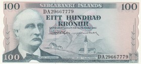 Iceland, 100 Kronor, 1961, UNC, p44a
 Serial Number: DA29667779
Estimate: 10-20 USD