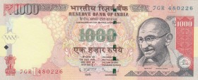 India, 1000 Rupees, 2012, UNC, p107d
 Serial Number: GR480226
Estimate: 15-30 USD