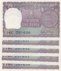 India, 1980, UNC, p77z
Consecutive serial numbers, with pinholes, total 5 banknotes, Serial Number: J6C 701630-31-32-33-34
Estimate: 10-20 USD