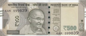 India, 500 Rupees, 2019, AUNC, pNew
 Serial Number: 6AK 599839
Estimate: 15-30 USD