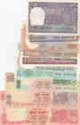 India, Total 8 banknotes
1 Rupee, 1992, UNC, p78Ah, pinholes; 1 Rupee, 1978, UNC, p77u, pinholes; 2 Rupees, 1976, UNC, p79, pinholes; 2 Rupees, 1983/...