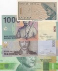 Indonesia, Different 4 banknotes
1 Sen, 1964, UNC, p90a; 1.000 Rupiah, 2012, UNC, p141l; 2.000 Rupiah, 2014, UNC, p148f; 20.000 Rupiah, 2016, UNC, p1...