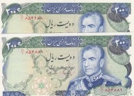 Iran, 200 Rials , 1974/1979, UNC (-), p103d, (Total 2 banknotes)
Estimate: 60-120 USD
