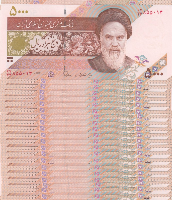 Iran, 5.000 Rials, 2013, UNC, p152 , Total 25 banknotes
(consecutive serial num...