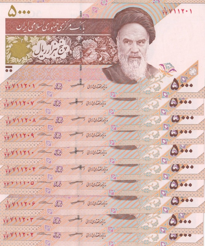 Iran, 5000 Rials, 2013, UNC, p152, total 10 banknotes
Consecutive serial number...