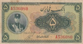 Iran, 5 Rials, 1932, VF (-), p18
AH: 1311, Shah Reze portrait
Estimate: 150-300 USD