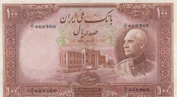 Iran, 100 Rials, 1937, VF, p36a
 Serial Number: A/I 468366
Estimate: 125-250 USD