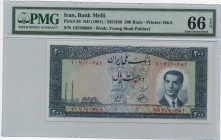 Iran, 200 Rials , 1951, UNC, p58
PMG 66 EPQ, Serial Number: 107/90689
Estimate: 250-500 USD
