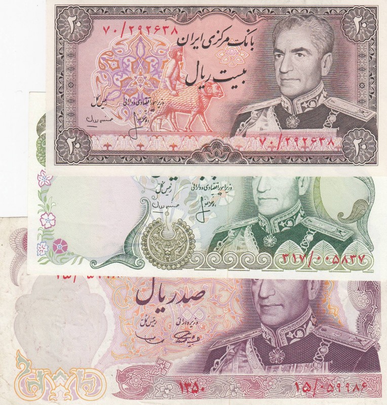 Iran, 20 Rials, 50 Rials and 100 Rials, AUNC, (Total 3 banknotes)
Estimate: 25-...