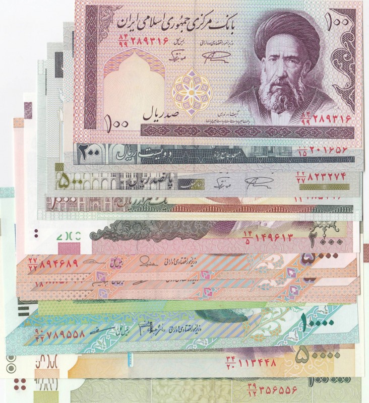 Iran, Total 12 banknotes
100 Rials, 1985/1986, UNC; 200 Rials, 1982, UNC; 500 R...
